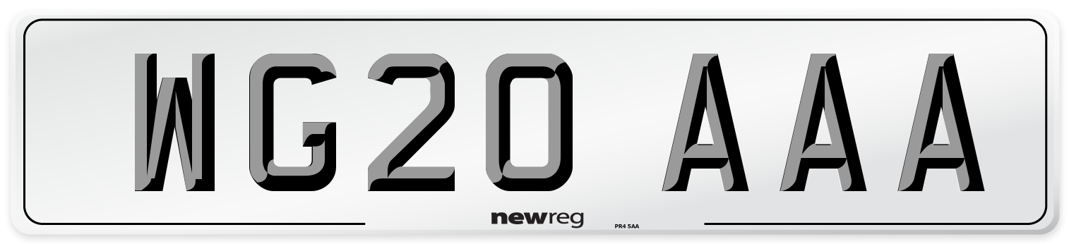 WG20 AAA Number Plate from New Reg
